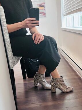 ASOS Snakeskin Print Block Heel Ankle Boots Size 7